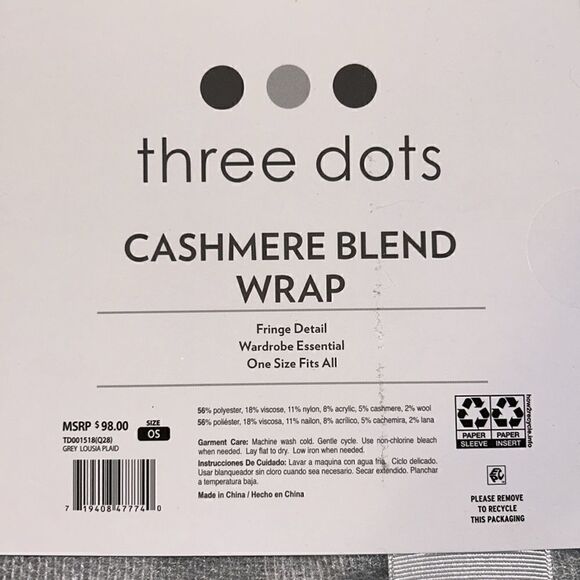 NEW Three Dots Cashmere Blend Wrap - Picture 6 of 7